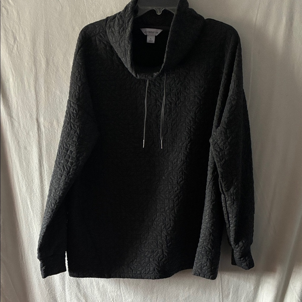 Liz Claiborne Black Quilted Turtleneck Sweater